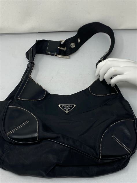 prada nylon bag with silver chain|Prada nylon tessuto shoulder bag.